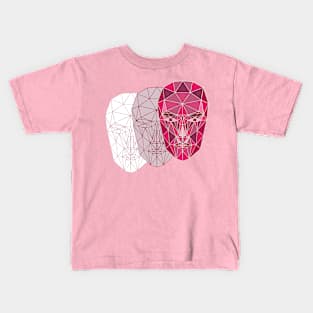 Geometric Female Face in pink Red Kids T-Shirt